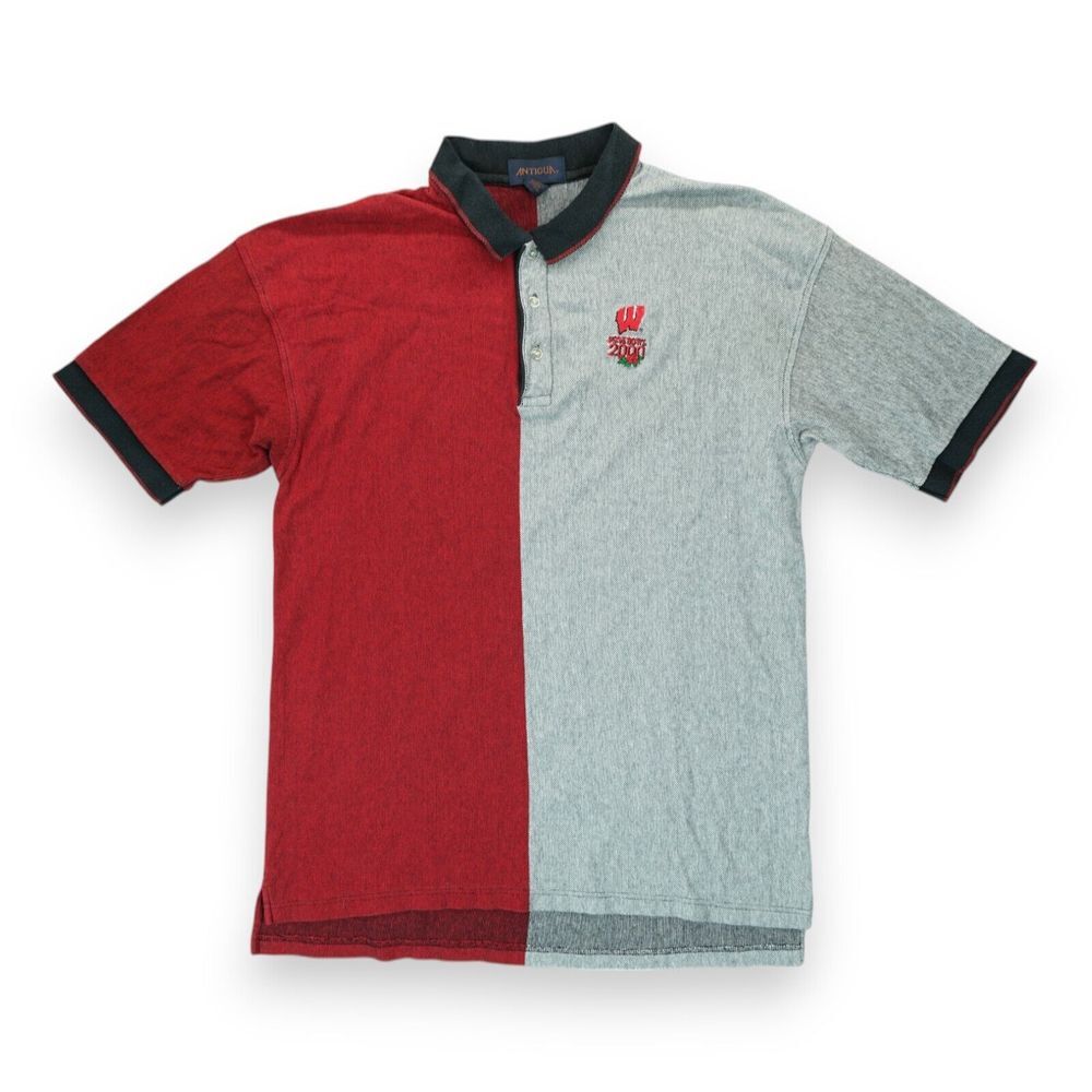 Vintage 2000s Wisconsin Badgers Polo Shirt Mens XL Rose Bowl Football Colorblock